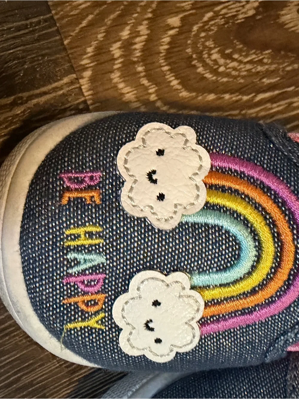 Garanimals Girls Denim-Look Slip-On Shoes with Rainbow & Pink Lining